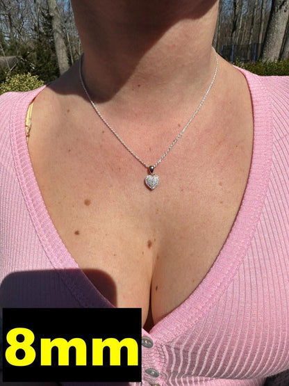 MOISSANITE 925 Silver Iced Small Ladies Heart Shaped Love Pendant Necklace Charm