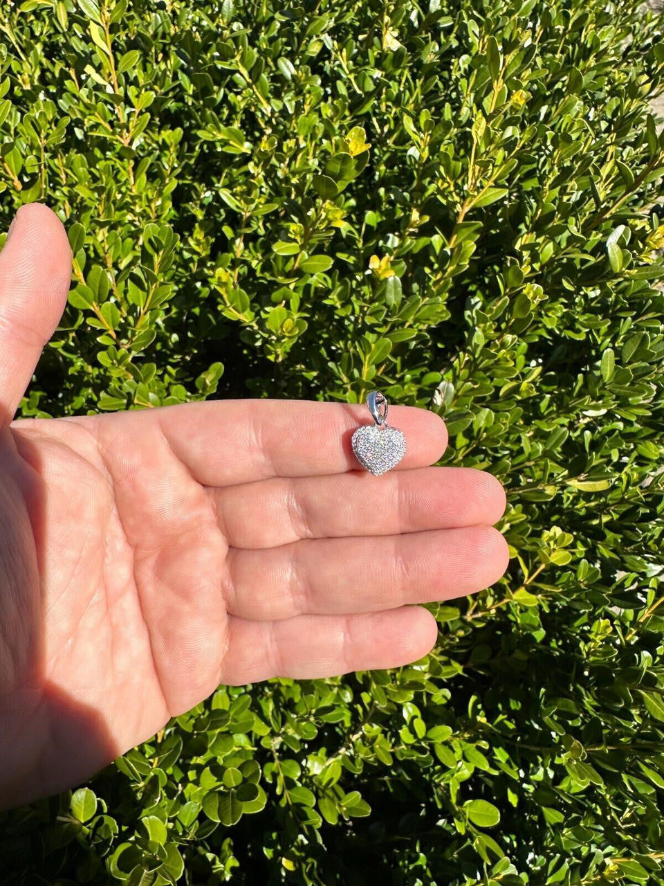 MOISSANITE 925 Silver Iced Small Ladies Heart Shaped Love Pendant Necklace Charm