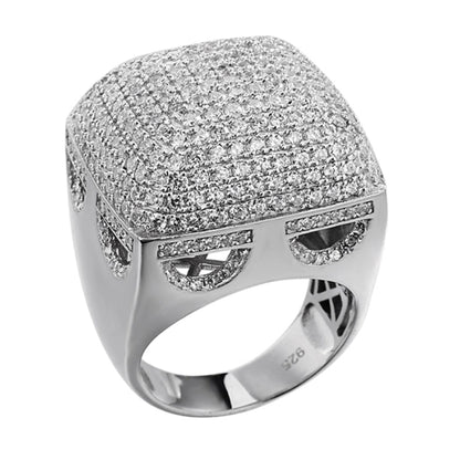 MOISSANITE "Biggest Ring We Make" - Dome Iced Out Ring - 925 Silver