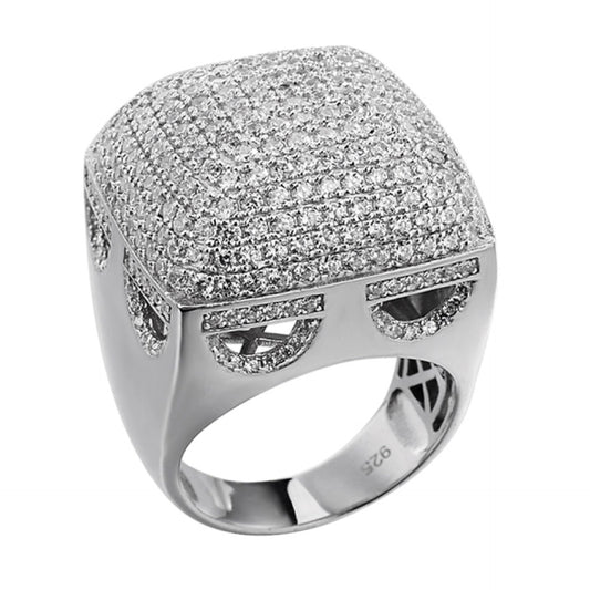 MOISSANITE "Biggest Ring We Make" - Dome Iced Out Ring - 925 Silver