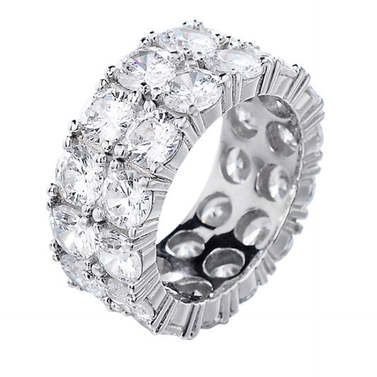 MOISSANITE Double Row Eternity Ring - 925 Silver