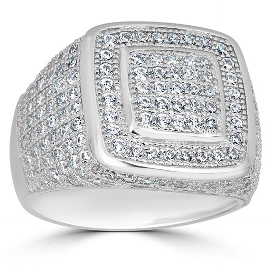 MOISSANITE Everyday Classsic Square Iced Out Ring - 925 Silver