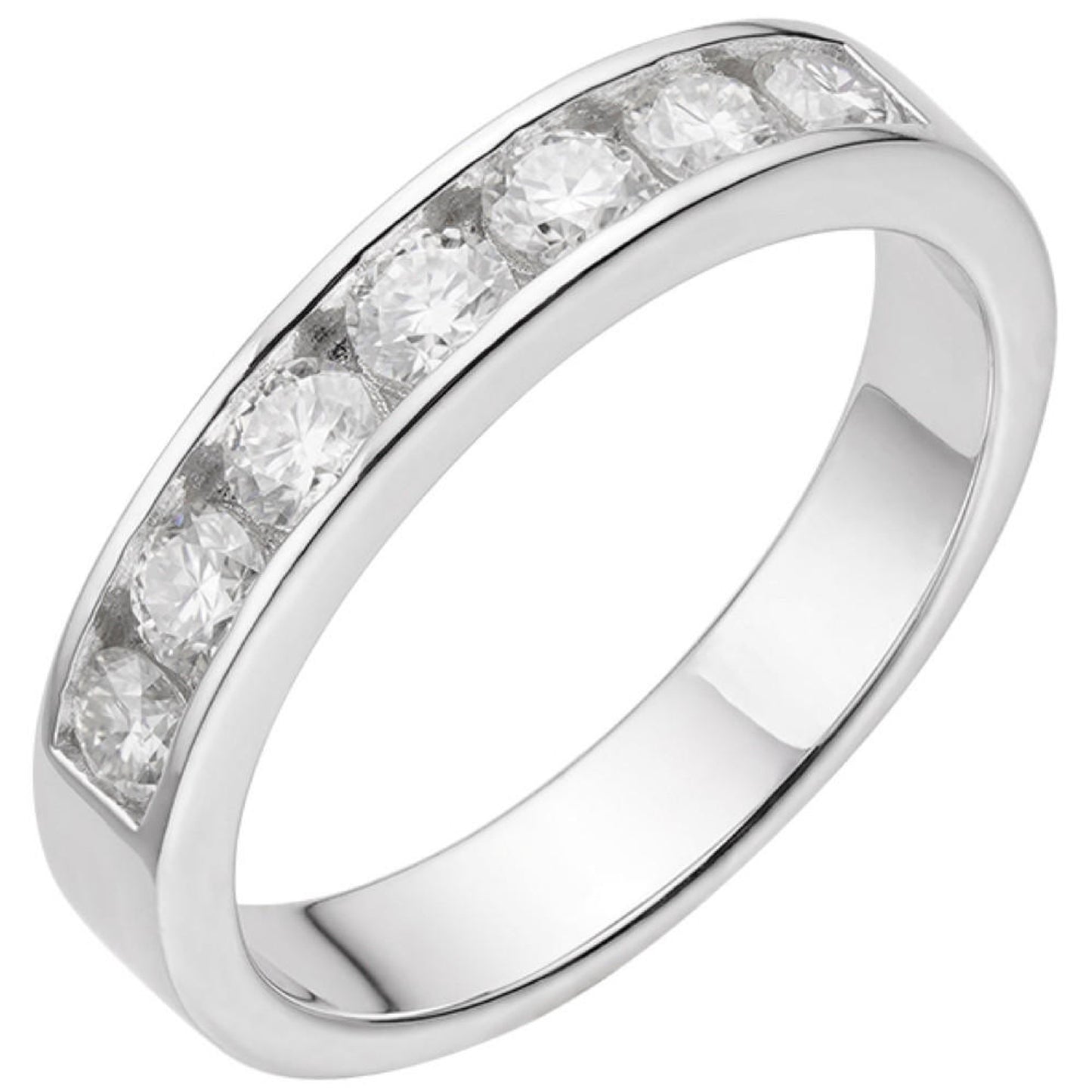 MOISSANITE Half Eternity Channel Set Wedding Band Ring - 925 Silver - 1.5mm-5mm