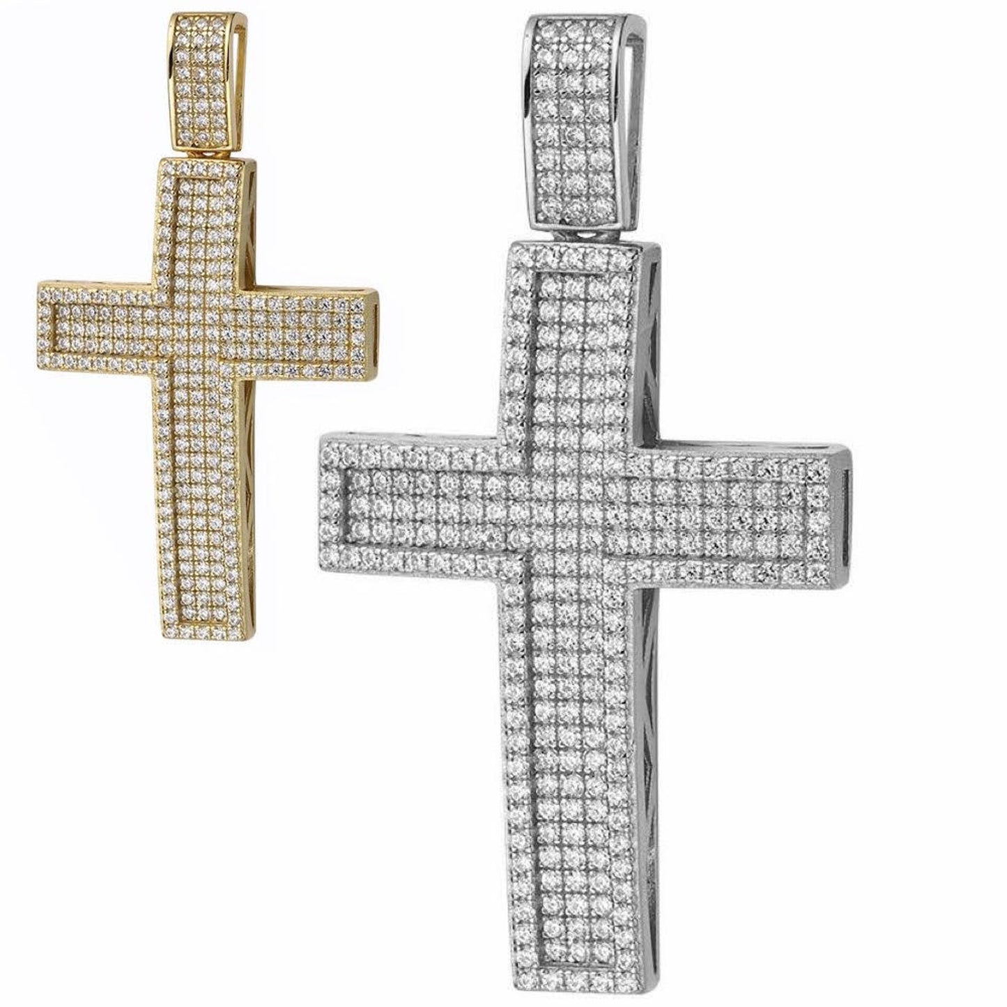 MOISSANITE Real 925 Silver/ Gold Cross Pendant Iced Pass Diamond Tester Hip Hop