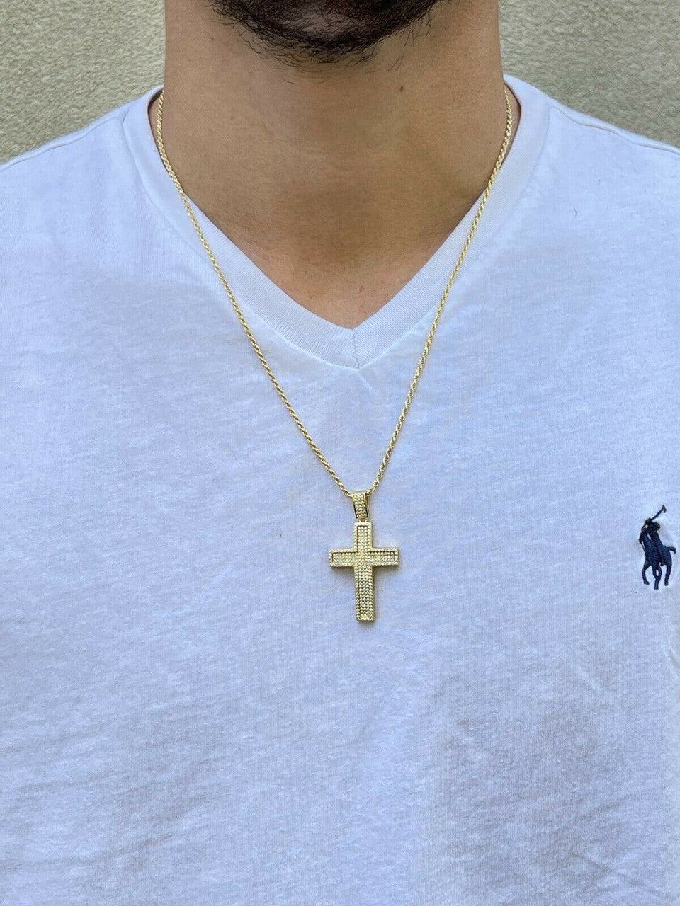 MOISSANITE Real 925 Silver/ Gold Cross Pendant Iced Pass Diamond Tester Hip Hop