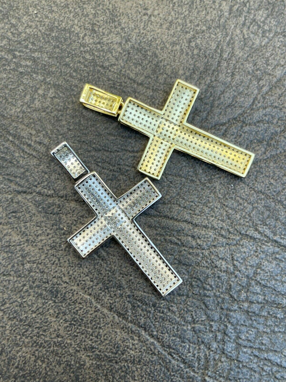 MOISSANITE Real 925 Silver/ Gold Cross Pendant Iced Pass Diamond Tester Hip Hop