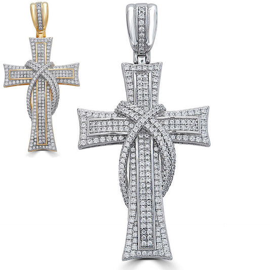 MOISSANITE Real 925 Silver Gold Cross Pendant Necklace Iced Pass Diamond Tester