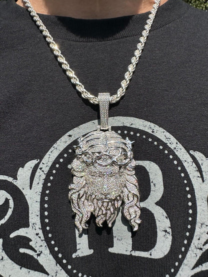 MOISSANITE Real 925 Sterling Silver Iced Out Hip Hop Jesus Piece Pendant Necklace