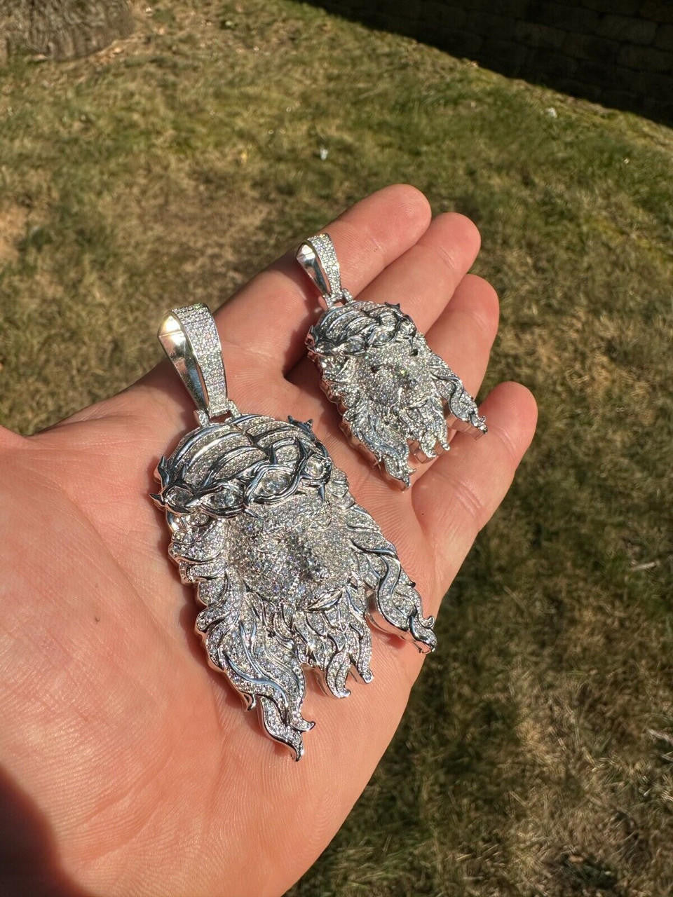 MOISSANITE Real 925 Sterling Silver Iced Out Hip Hop Jesus Piece Pendant Necklace