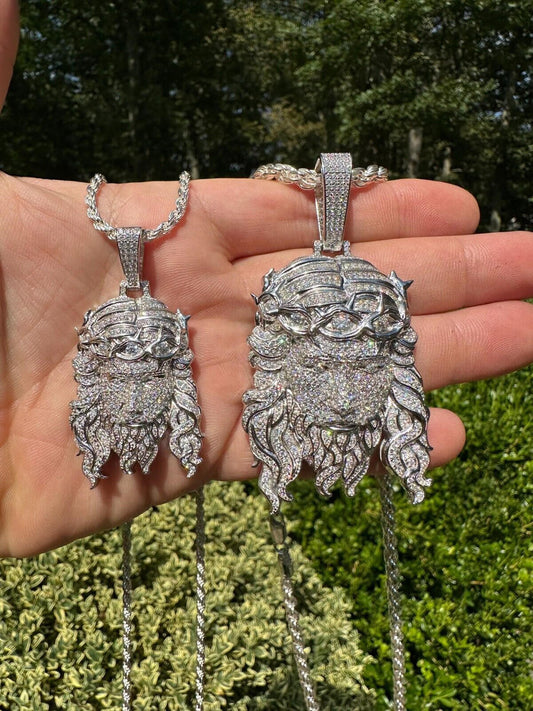 MOISSANITE Real 925 Sterling Silver Iced Out Hip Hop Jesus Piece Pendant Necklace
