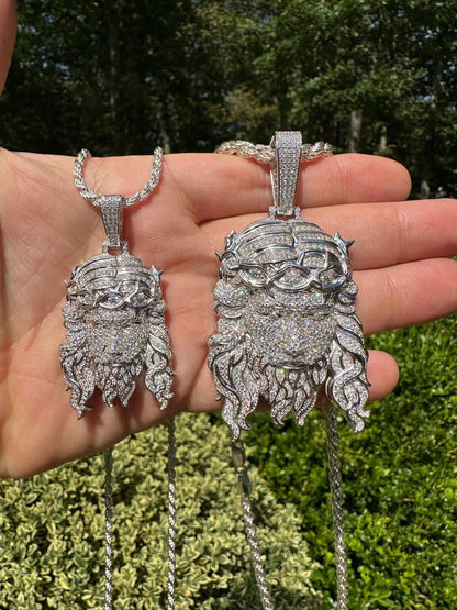 Real 925 Sterling Silver MOISSANITE Jesus Piece Iced Pendant Pass Diamond Tester