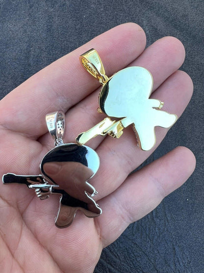 MOISSANITE Real Silver / Gold Stewie Griffin Family Guy Necklace Diamond Test ✅