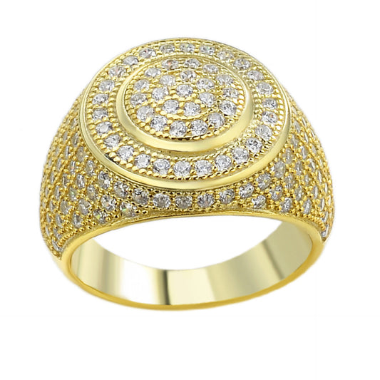 MOISSANITE Round Classic Iced Out Ring - 14k Gold Vermeil 925 Silver