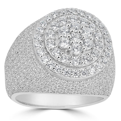 MOISSANITE Round Cluster Iced Out Ring - 925 Silver