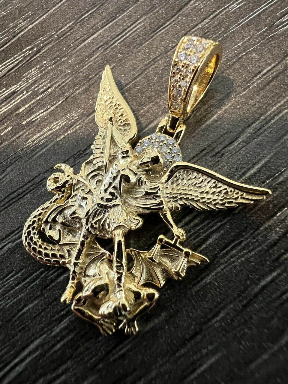 MOISSANITE Saint Michael Archangel Necklace Pendant Necklace Pass Diamond Tester
