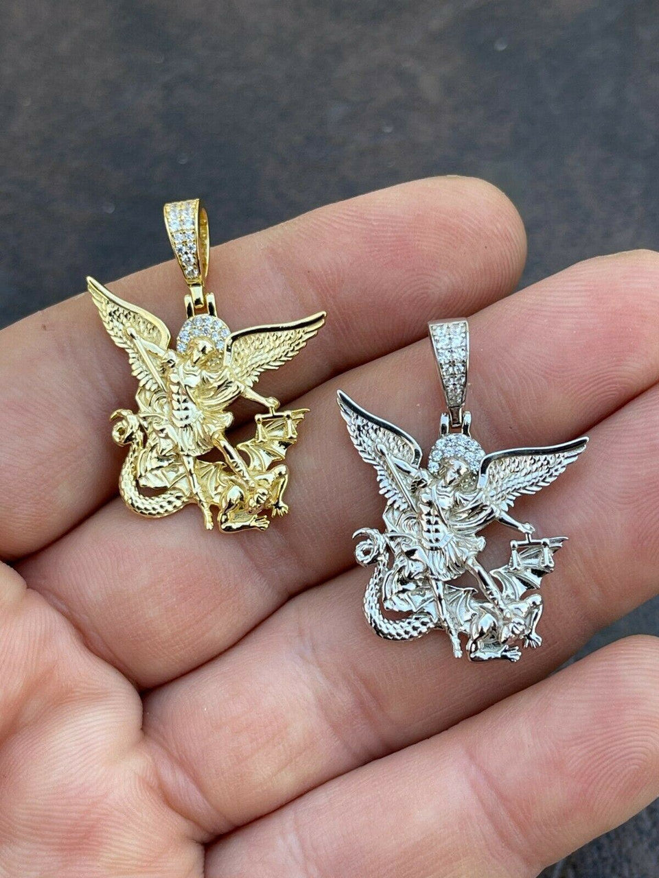 MOISSANITE Saint Michael Archangel Necklace Pendant Necklace Pass Diamond Tester