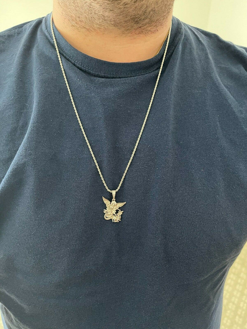 MOISSANITE Saint Michael Archangel Necklace Pendant Necklace Pass Diamond Tester