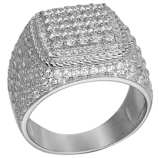 MOISSANITE Sqaure Iced Out Chicago Ring - 925 Silver