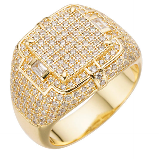 MOISSANITE Young Money Millionaire Iced Out Ring - 14k Gold Vermeil 925 Silver