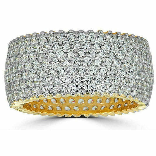 Micropave Eternity Bling Ring - 14k Gold Vermeil 925 Silver - CZ Stones