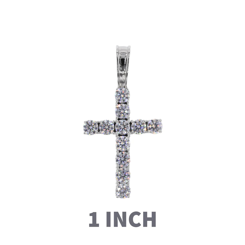 Tennis Cross VVS Moissanite Pendant