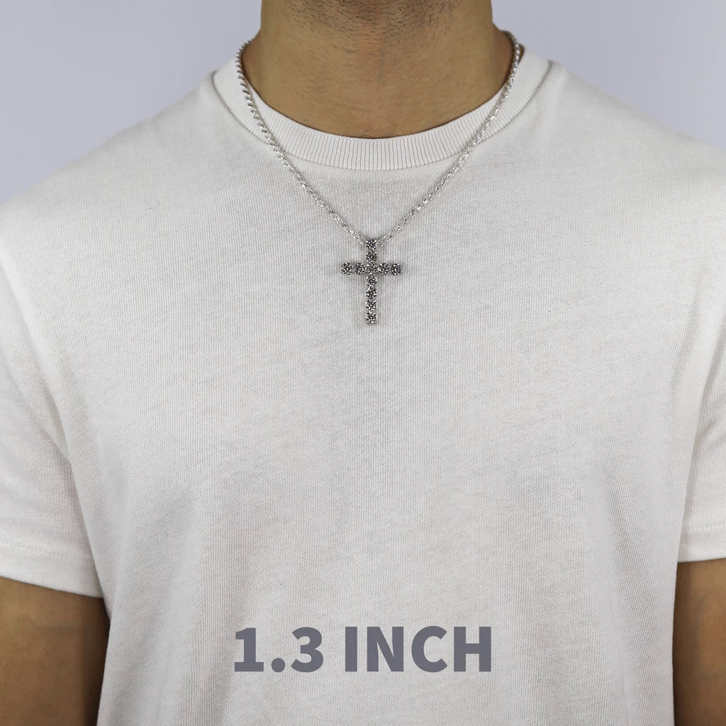 Tennis Cross VVS Moissanite Pendant