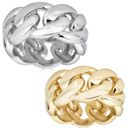 Plain Cuban Link Ring - Timeless Classic - 925 Silver