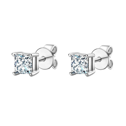 Princess Cut VVS Moissanite Diamond Stud Earrings