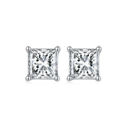 Princess Cut VVS Moissanite Diamond Stud Earrings