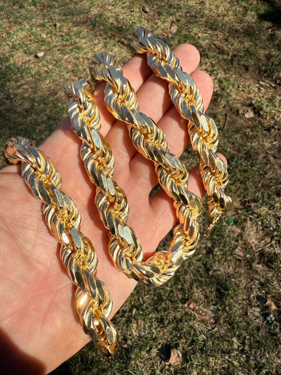 Half Kilo Rope Chain Necklace - 14k Gold Vermeil 925 Sterling Silver - 18"-30" - 14.5mm