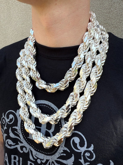 MONSTER Rope Chain Necklace - 925 Sterling Silver - 20"-30" - 16.5mm
