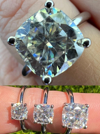 Real 1-3ct Real Moissanite Engagement Promise Ring Square Cushion Cut 925 Silver