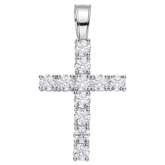 Real 925 Silver Cross Iced Pendant MOISSANITE Necklace Pass Diamond Test Hip Hop