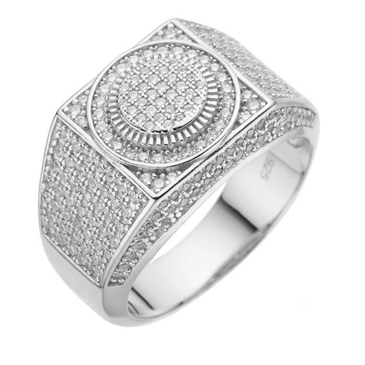 Real 925 Silver Mens Hip Hop Iced MOISSANITE Ring - Passes Diamond Tester W. GRA