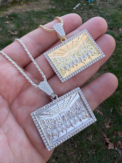 Real MOISSANITE 925 Silver Gold Plated Iced Jesus Last Supper Pendant Necklace)