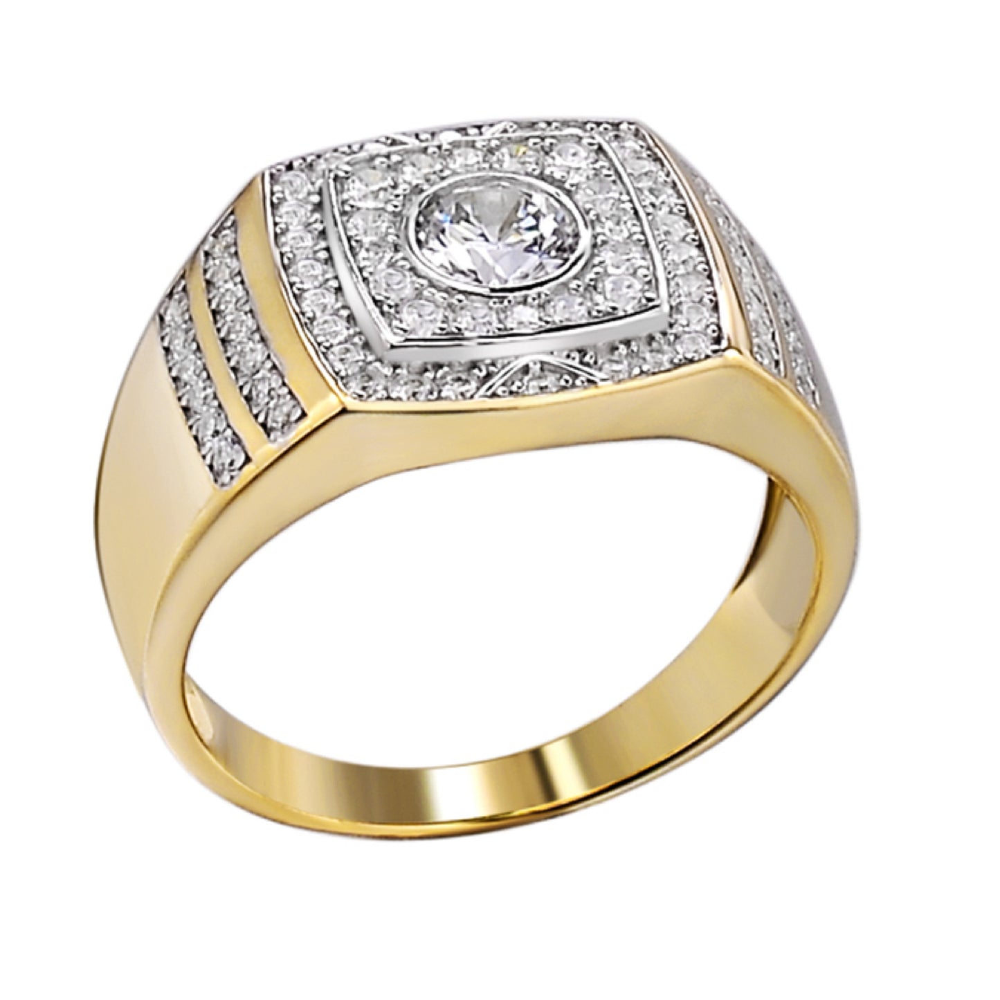 Real Men's Hip Hop Out Iced Moissanite Ring 14k Gold Vermeil Passes Diamond Test