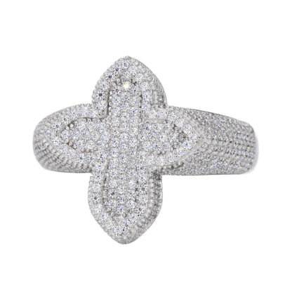 Small Iced Out Cross Vvs Moissanite Diamond Ring