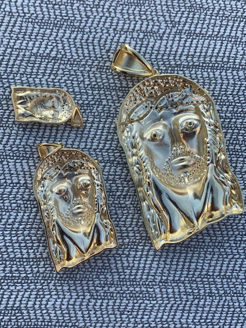 Solid 925 Silver 14k Gold Jesus Piece Pendant