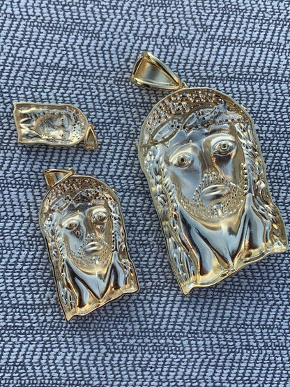 Solid 925 Silver 14k Gold Jesus Piece Pendant