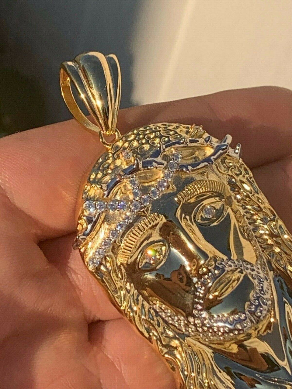 Solid 925 Silver 14k Gold Jesus Piece Pendant