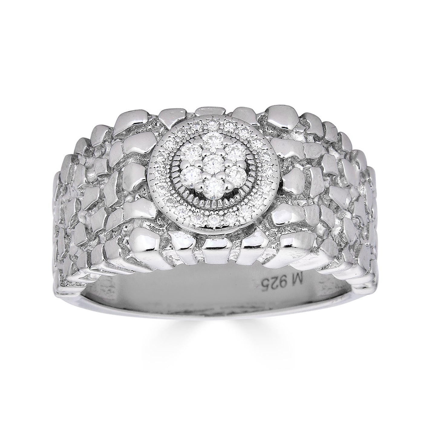 Solid Mens MOISSANITE Nugget Ring Real 925 Silver Iced Pinky Pass Diamond Test