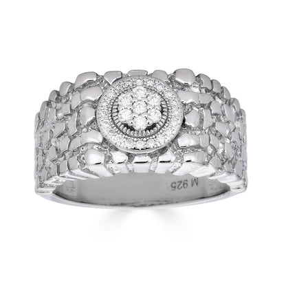 Solid Mens MOISSANITE Nugget Ring Real 925 Silver Iced Pinky Pass Diamond Test