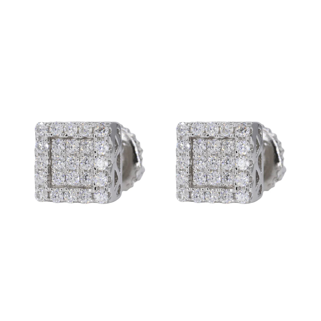 Square In-step Iced VVS Moissanite Daimond Earrings