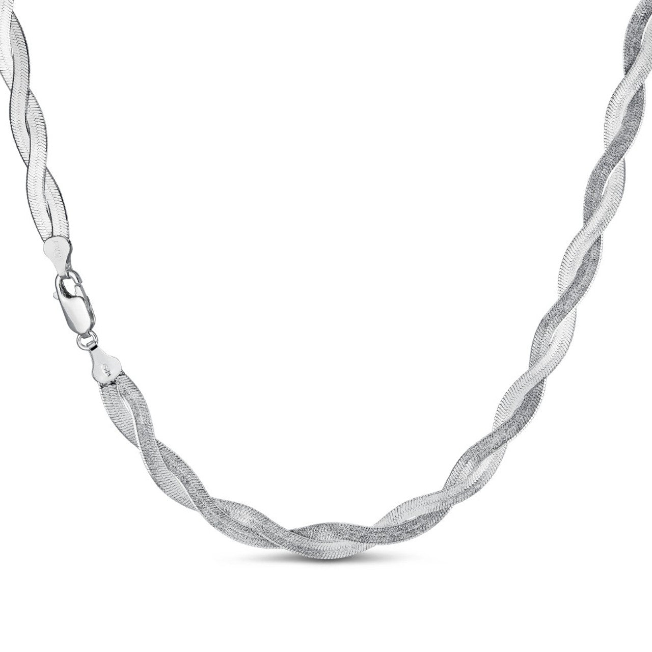 7mm Thick Solid 925 Silver Twisted Braided Herringbone Chain Necklace 16" - 20"