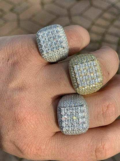 Texas Iced Out Ring - 14k Yellow Gold Vermeil/Natural 925 Silver - CZ Stones