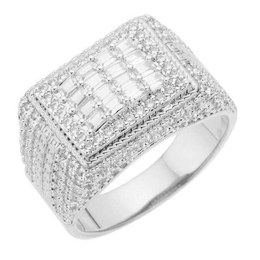 The Baguette Classic Iced Out Ring - 925 Silver - CZ Stones