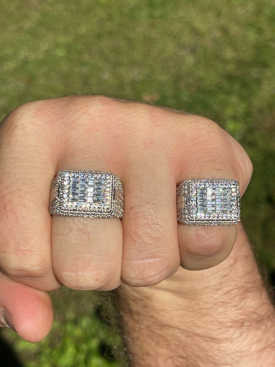 The Baguette Classic Iced Out Ring - 925 Silver - CZ Stones