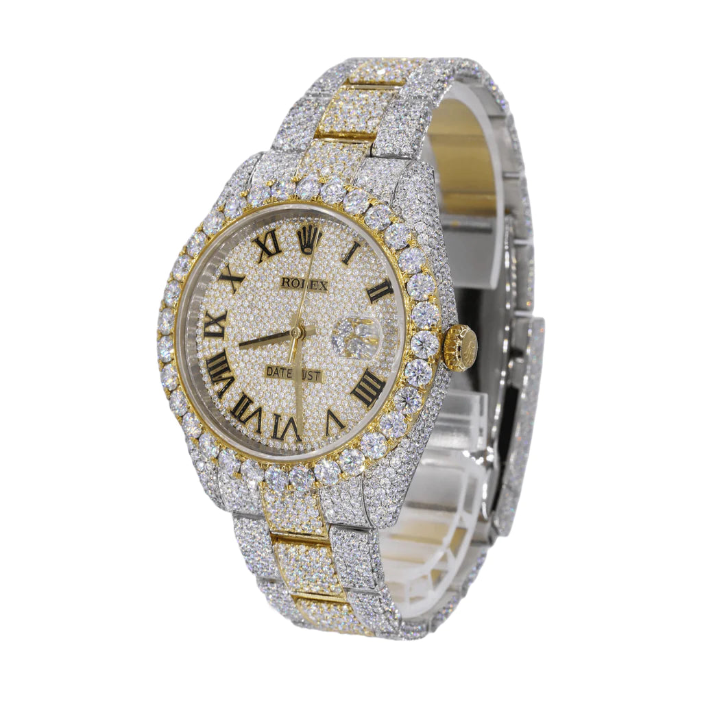 Dj 41MM Moissanite Diamond Big Stone Bezel Two-tone Watch 22CT