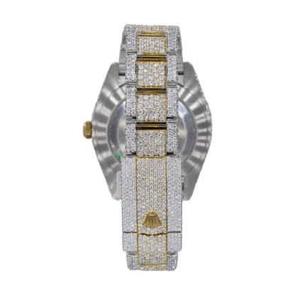 Dj 41MM Moissanite Diamond Big Stone Bezel Two-tone Watch 22CT