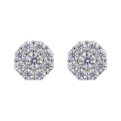 Iced Out Flower Earrings VVS Moissanite Daimond Earrings